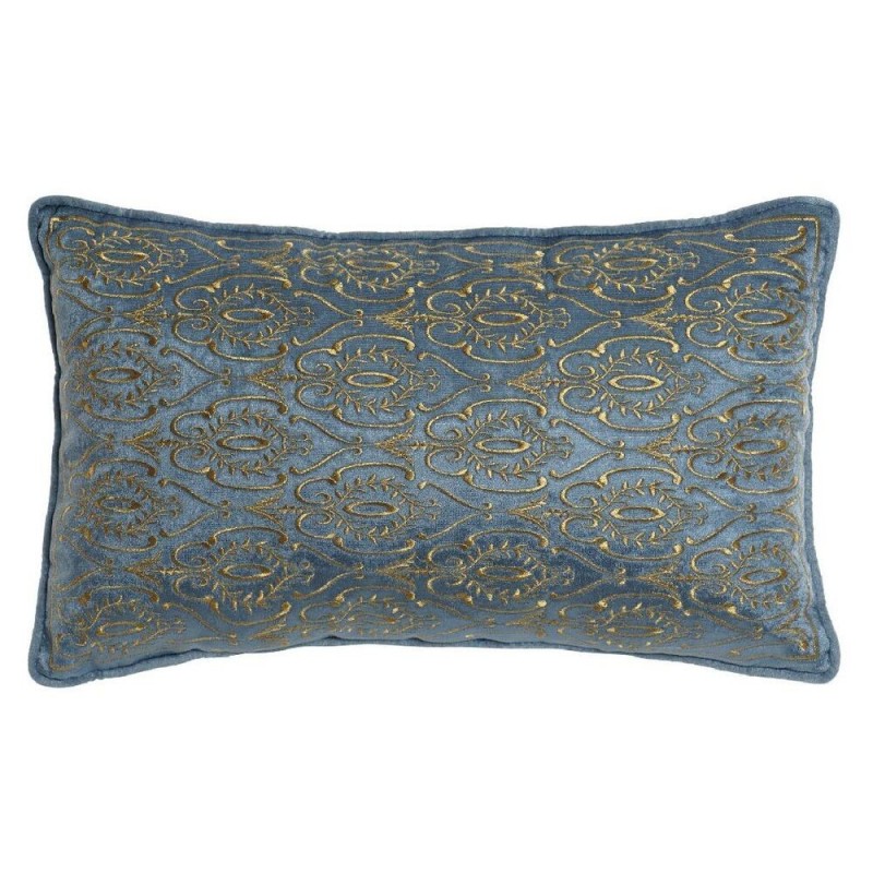Coussin DKD Home Decor 8424001850396 Bleu Doré Polyester Velours Aluminium (50 x 10 x 30 cm) - Article pour la maison à prix de gros