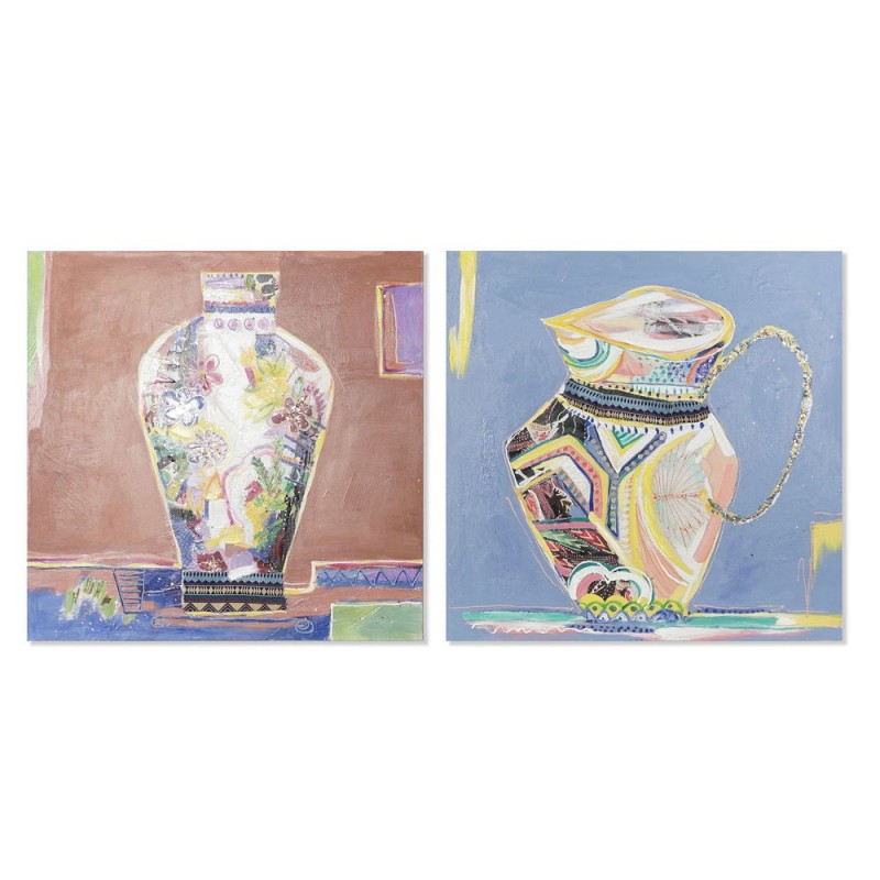 Cadre DKD Home Decor Toile Vase (2 pcs) (80 x 2.8 x 80 cm) - Article pour la maison à prix grossiste