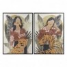 Cadre DKD Home Decor Femme Tigre (2 pcs) (103.5 x 4.5 x 144 cm) - Article pour la maison à prix grossiste