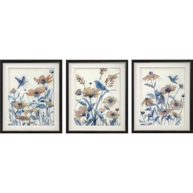 Cadre DKD Home Decor Fleurs (50 x 2 x 60 cm) (3 pcs) - Article pour la maison à prix grossiste
