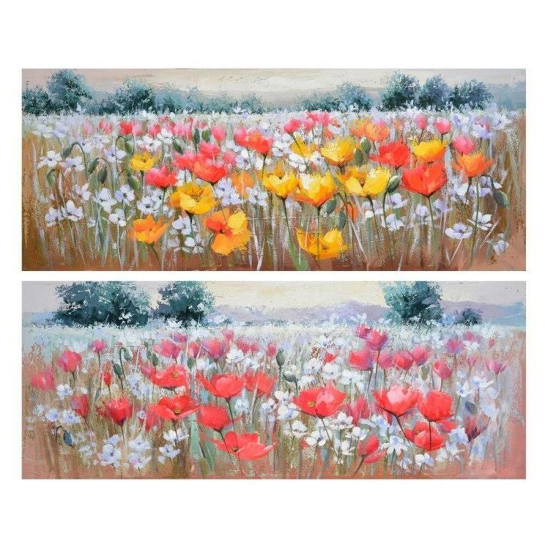 Frame DKD Home Decor Canvas Wood MDF Poppy (2 pcs) (150 x 3 x 60 cm) - Article for the home at wholesale prices