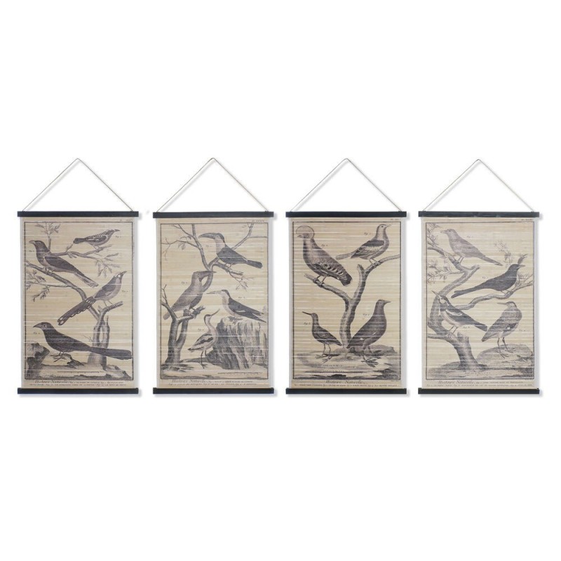 Toile DKD Home Decor Oiseaux (4 pcs) (60 x 2 x 90 cm) - Article pour la maison à prix grossiste
