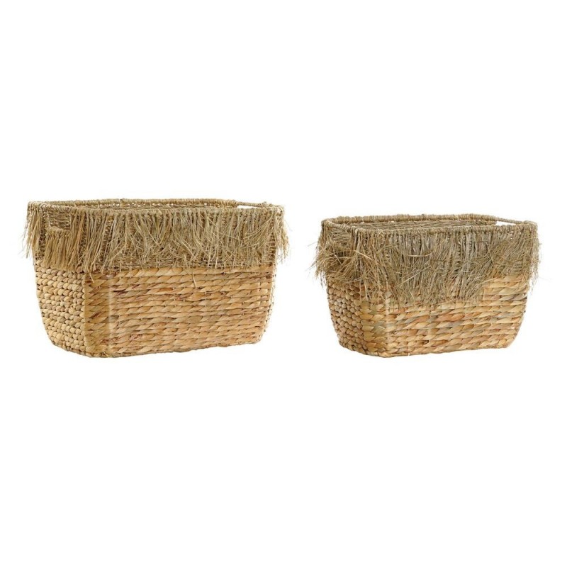 Set de basket DKD Home Decor Marron Frange (35 x 25 x 24 cm) (2 pcs) (40 x 30 x 26 cm) - Article pour la maison à prix grossiste