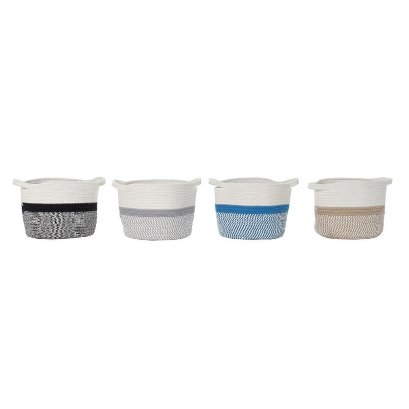 Panier DKD Home Decor Noir Gris Beige Bleu Coton (25 x 25 x 20 cm) (4 pcs) - Article pour la maison à prix grossiste