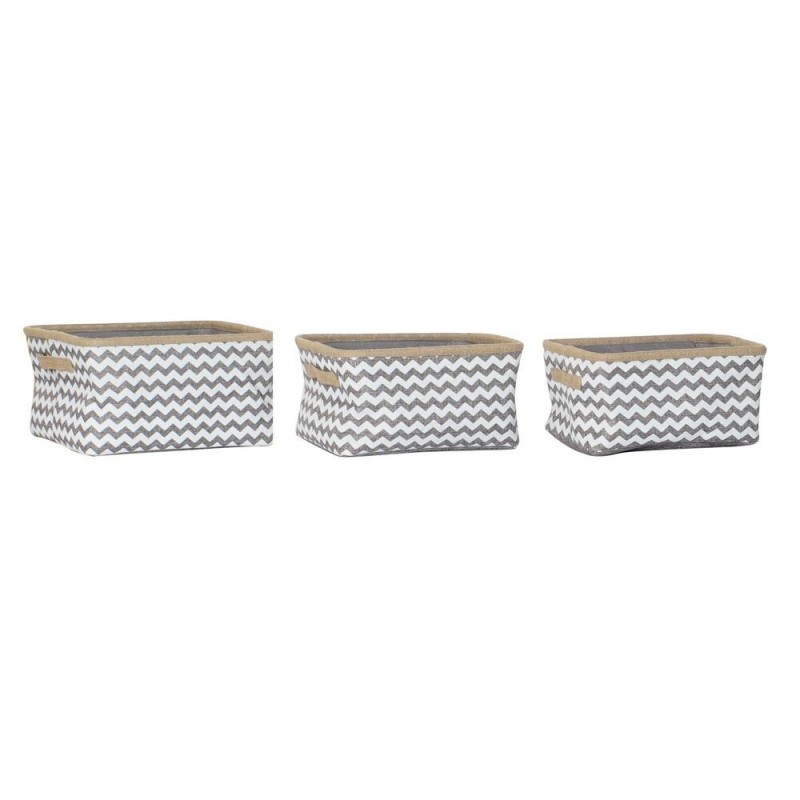 DKD Home Decor Polyester Jute Boho Zigzag Basketball Set (3 pcs) - Article for the home at wholesale prices