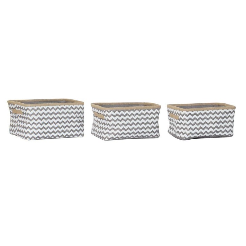 Set de basket DKD Home Decor Polyester Jute Zigzag Boho (3 pcs) à prix de gros - Article pour la maison à prix grossiste