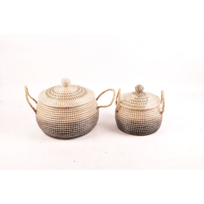 Basket set DKD Home Decor Natural Grey Sea Herbarium (41 x 41 x 36 cm) (2 pcs) - Article for the home at wholesale prices