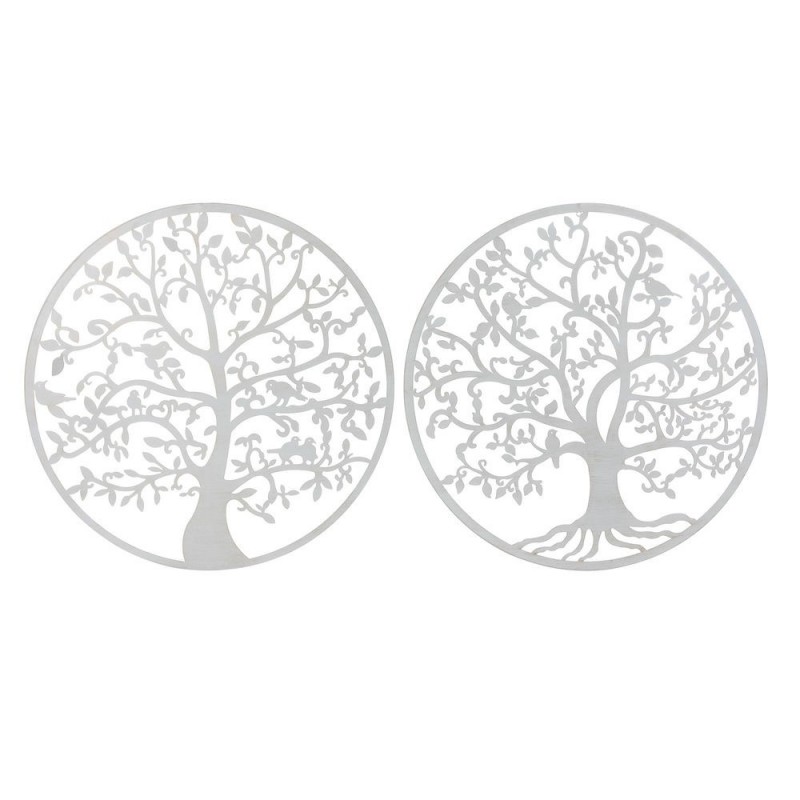Wall decoration DKD Home Decor White Metal Tree (2 pcs) (99 x 1 x 99 cm) - Article for the home at wholesale prices