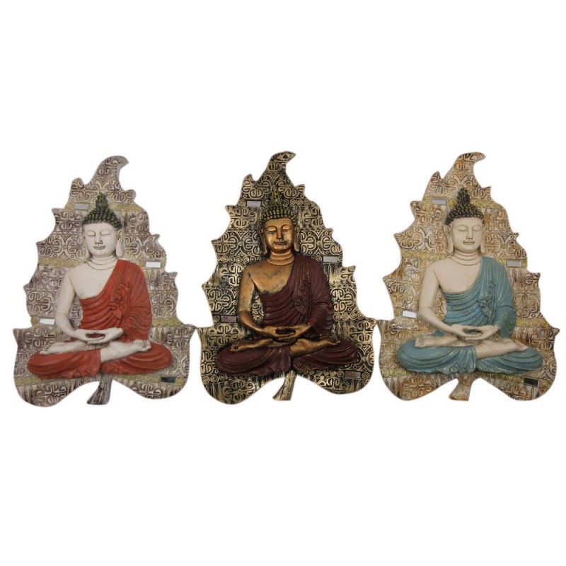 Décoration murale DKD Home Decor Buda Résine (19 x 3.1 x 26.5 cm) (3 pcs) à prix de gros - Article pour la maison à prix grossiste