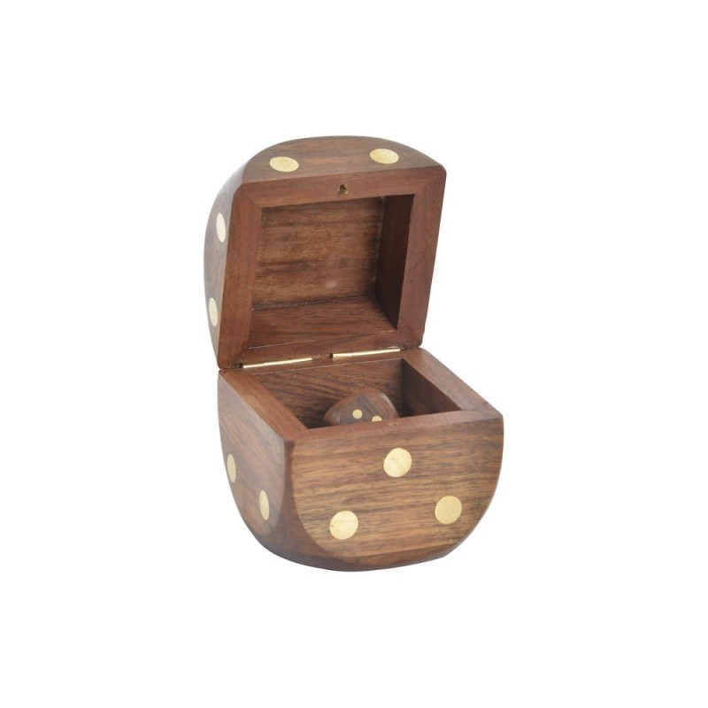 DKD Home Decor Sheesham Brass Rosewood Dice Set (7.5 x 7.5 x 7.5 cm) - Article for the home at wholesale prices