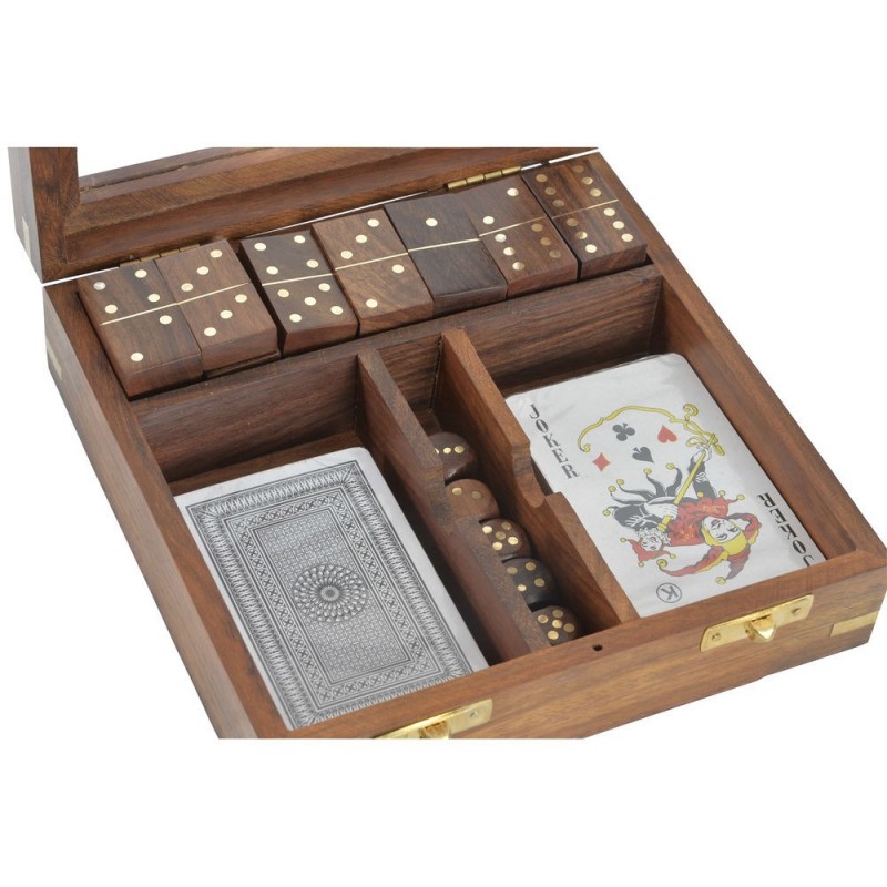 Jeu de société DKD Home Decor Sheesham Verre Laiton Palissandre (17 x 17 x 5.5 cm) à prix grossiste - Article pour la maison à prix de gros