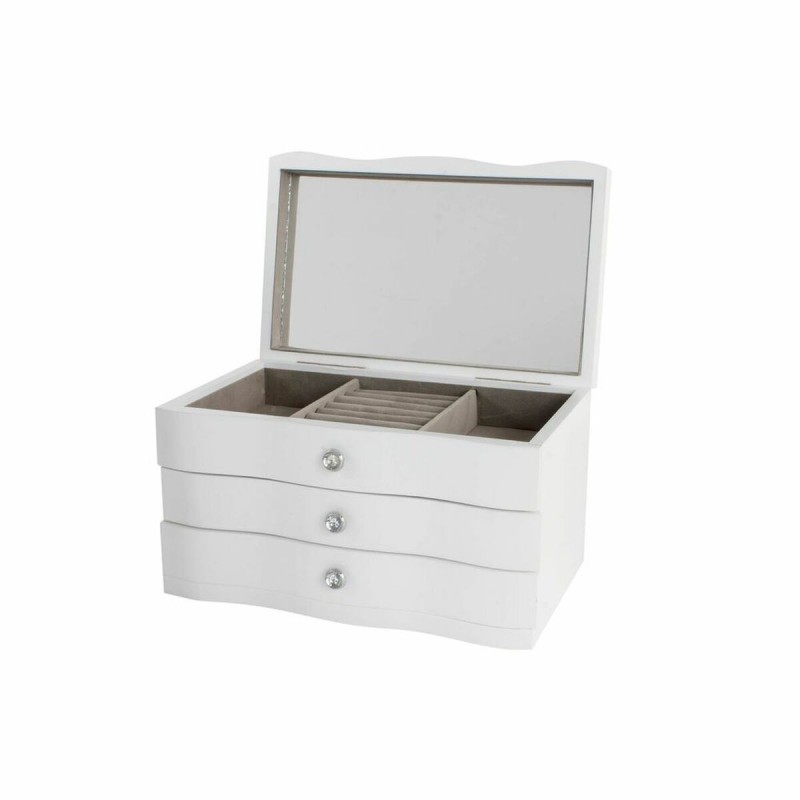 Boîte à bijoux DKD Home Decor Miroir Velours Romantique Bois MDF (27 x 18 x 16 cm) - Article pour la maison à prix grossiste