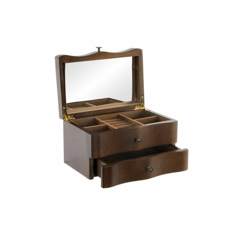 Boîte à bijoux DKD Home Decor Miroir Velours Bois MDF (20 x 13 x 12 cm) - Article pour la maison à prix grossiste