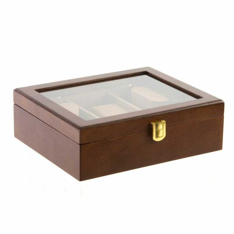 Jewelry box DKD Home Decor Velvet Glass Wood MDF (21 x 18 x 8 cm) - Article for the home at wholesale prices