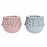 Vase DKD Home Decor Rose Turquoise Mediterranean Stoneware (17 x 17 x 13.5 cm) (2 pcs) - Article for the home at wholesale prices