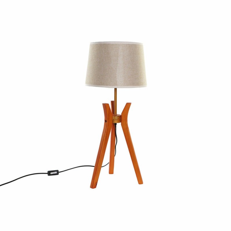 Lampe de bureau DKD Home Decor Marron Beige Polyester Bois 220 V 50 W - Lampe de bureau à prix de gros