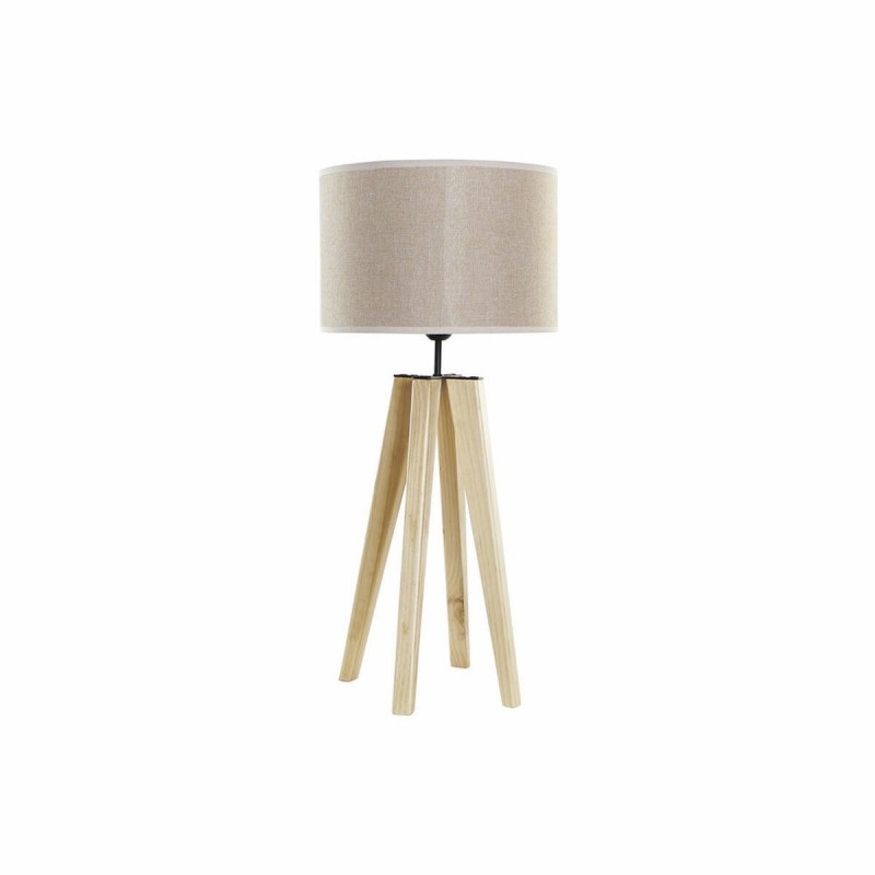 Lampe de bureau DKD Home Decor Marron Beige Polyester Bois 220 V 50 W - Article pour la maison à prix grossiste