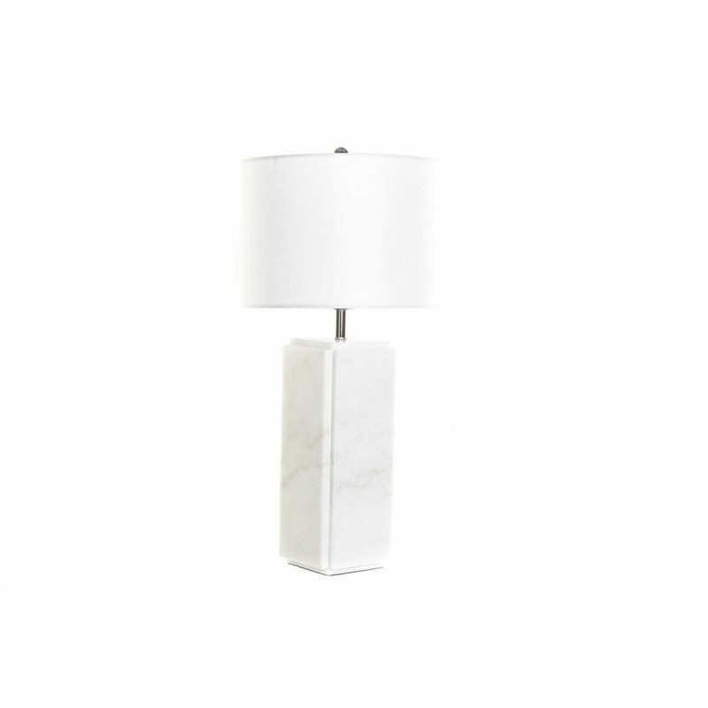 Lampe de bureau DKD Home Decor Blanc Polyester Métal Marbre 220 V 50 W (33 x 33 x 65 cm) - Article pour la maison à prix grossiste