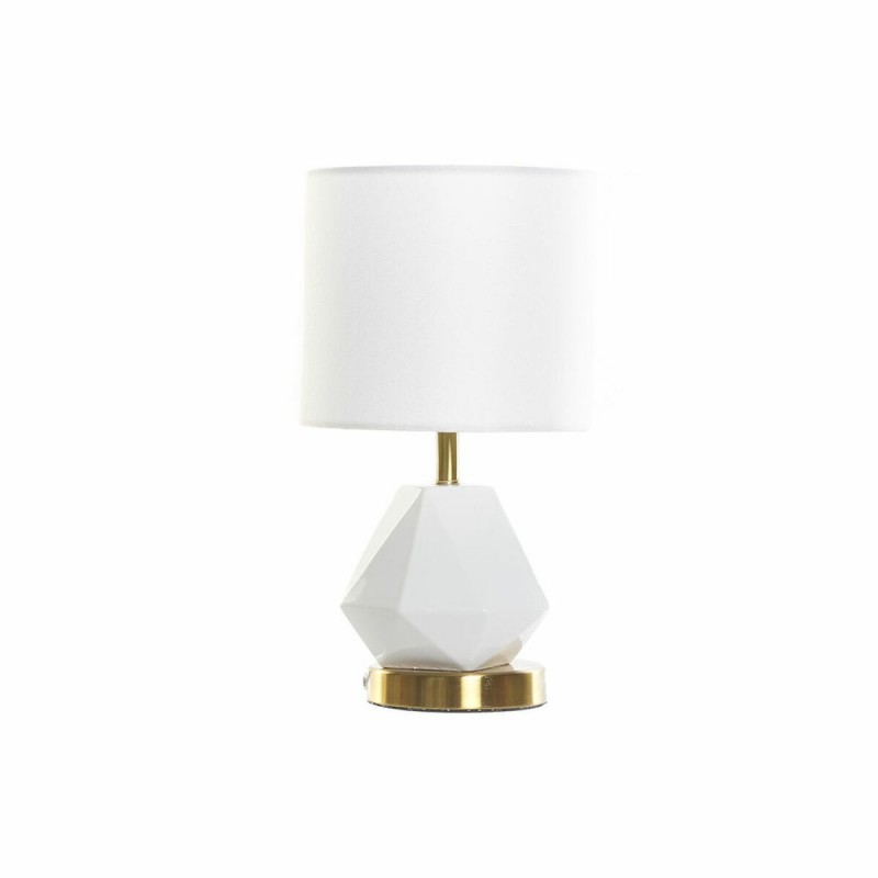Lampe de bureau DKD Home Decor Blanc Polyester Métal Céramique 220 V Doré 50 W (20 x 20 x 37 cm) - Article pour la maison à prix grossiste