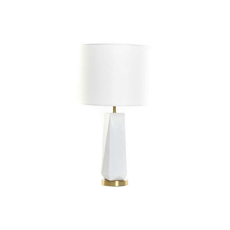 Lampe de bureau DKD Home Decor Blanc Polyester Métal Céramique 220 V Doré 50 W (33 x 33 x 67 cm) - Article pour la maison à prix de gros