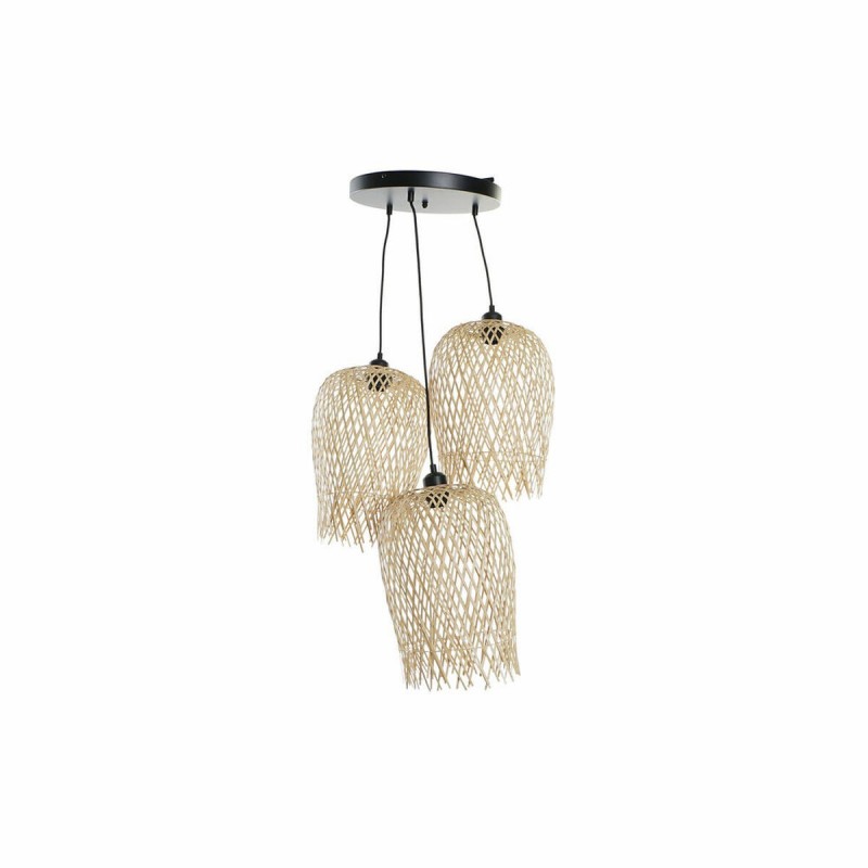 Hanging lamp DKD Home Decor Black Metal Light Brown Bamboo (30 x 30 x 94 cm) - Article for the home at wholesale prices