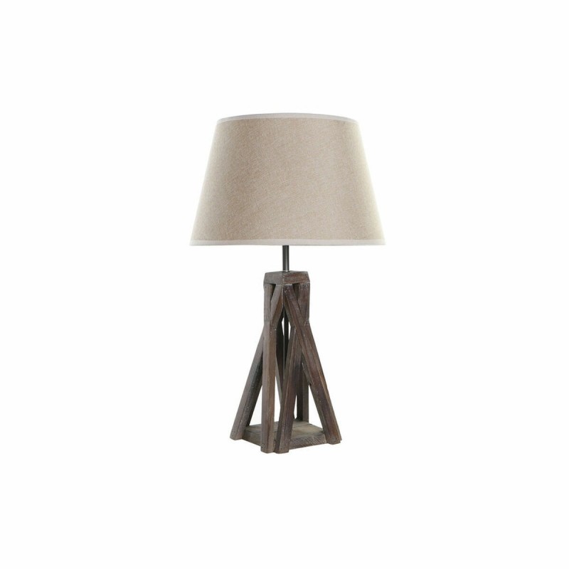 Lampe de bureau DKD Home Decor Bois Coton Brun foncé (35 x 35 x 56 cm) - Article pour la maison à prix de gros