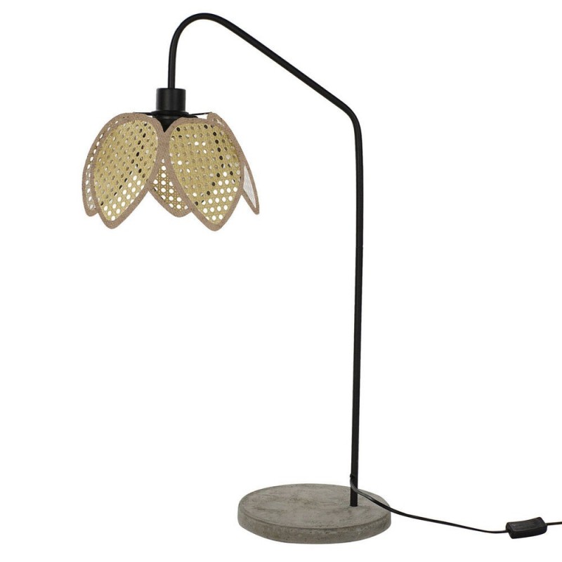 Lampe de bureau DKD Home Decor Noir Gris Métal Marron Rotin 250 V 60 W (25 x 50 x 81 cm) - Article pour la maison à prix de gros