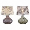 Desk lamp DKD Home Decor Glass Polyester Flowers (25 x 25 x 32 cm) (2 pcs) - Article for the home at wholesale prices