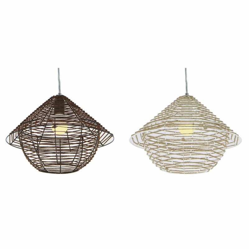 Hanging lamp DKD Home Decor Metal Brown White String (38 x 38 x 27 cm) (2 pcs) - Article for the home at wholesale prices
