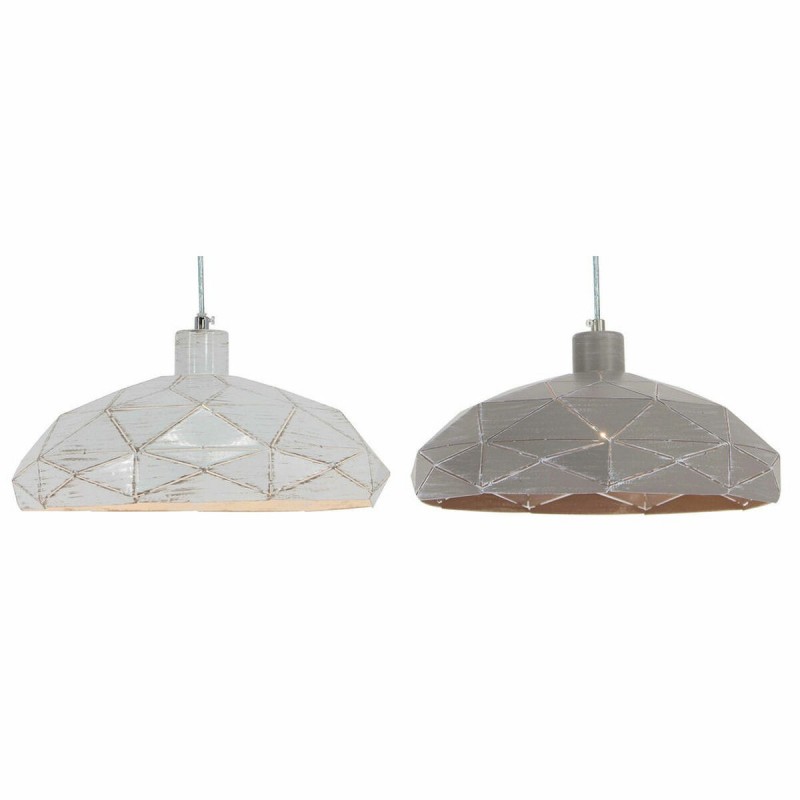 Hanging lamp DKD Home Decor Grey Metal White (32 x 32 x 11 cm) (2 pcs) - Article for the home at wholesale prices