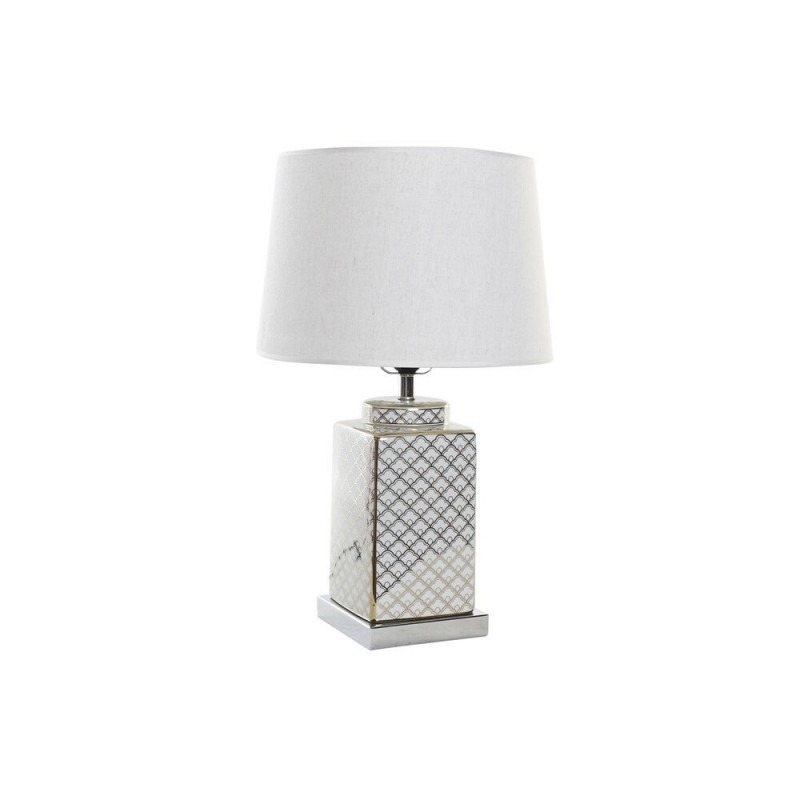 Lampe de bureau DKD Home Decor Mosaïque Porcelaine Doré Polyester Blanc 220 V 60 W (35 x 35 x 57 cm) - Article pour la maison à prix de gros
