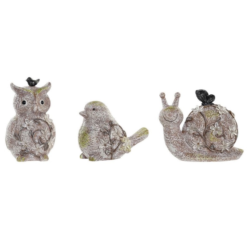 Figurine Décorative DKD Home Decor Naturel Rose Résine animaux (20.5 x 10 x 17 cm) (3 pcs) - Article pour la maison à prix de gros