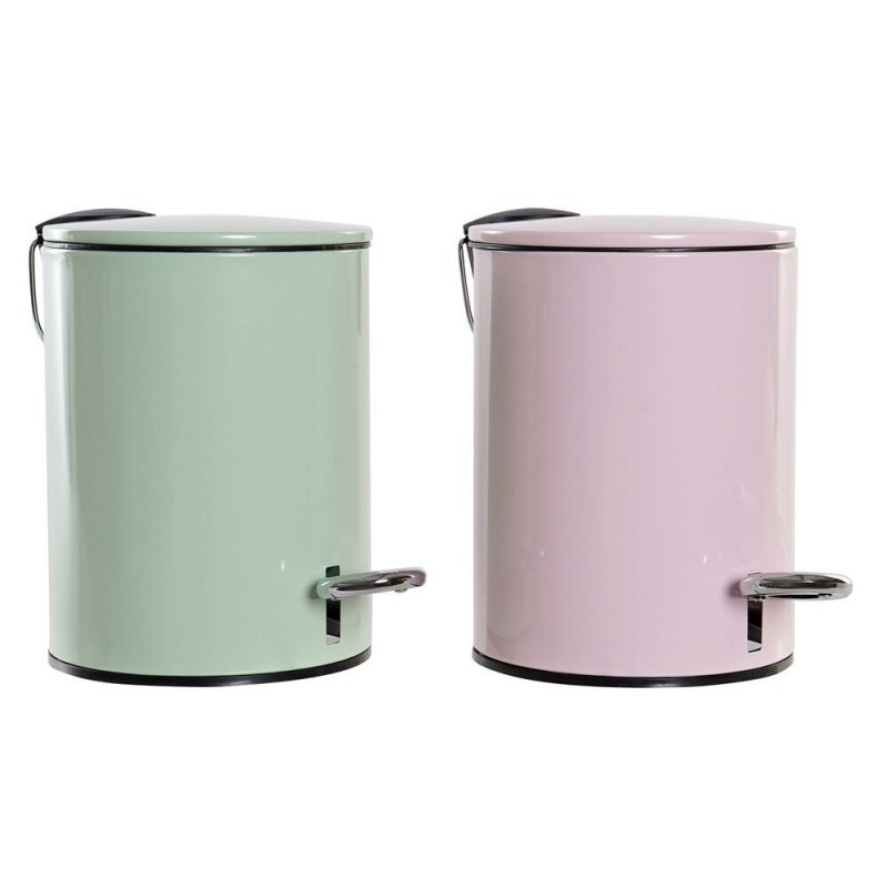 Wastepaper basket DKD Home Decor Green Pink Metal (3 L) (2 pcs) (23 x 17 x 23 cm) - Article for the home at wholesale prices