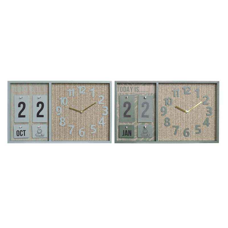 Wall Clock DKD Home Decor polypropylene Mint Green Wood MDF (2 pcs) (40 x 5 x 24 cm) - Article for the home at wholesale prices
