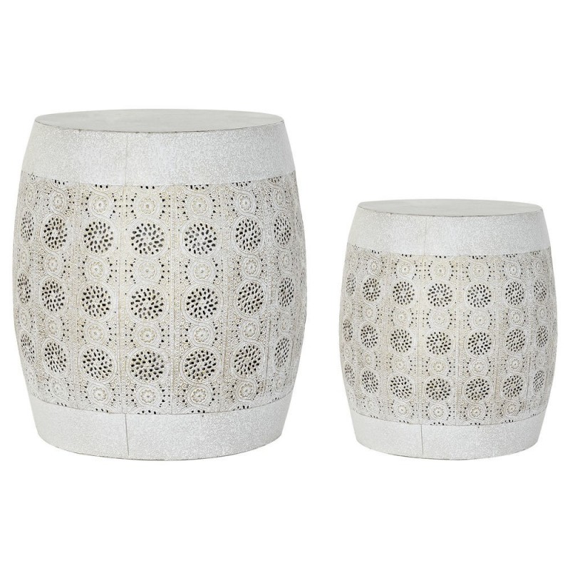 Side table DKD Home Decor White Metal Gold (2 pcs) (40 x 40 x 42 cm) (30 x 30 x 34 cm) - Article for the home at wholesale prices
