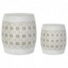 Table d'appoint DKD Home Decor Blanc Métal Doré (2 pcs) (40 x 40 x 42 cm) (30 x 30 x 34 cm) - Article pour la maison à prix de gros