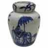 DKD Home Decor Blue White Porcelain Indian Elephant Vase (16 x 16 x 20 cm) - Article for the home at wholesale prices