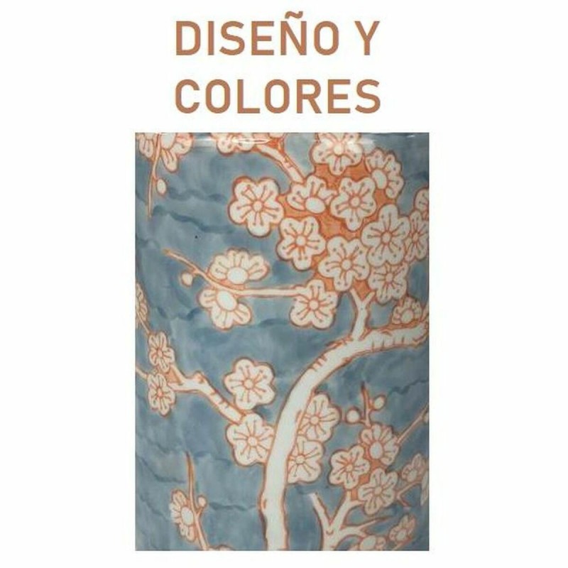 Lampe de bureau DKD Home Decor Porcelaine Bleu Orange Polyester Fleurs (35 x 35 x 57 cm) - Article pour la maison à prix de gros