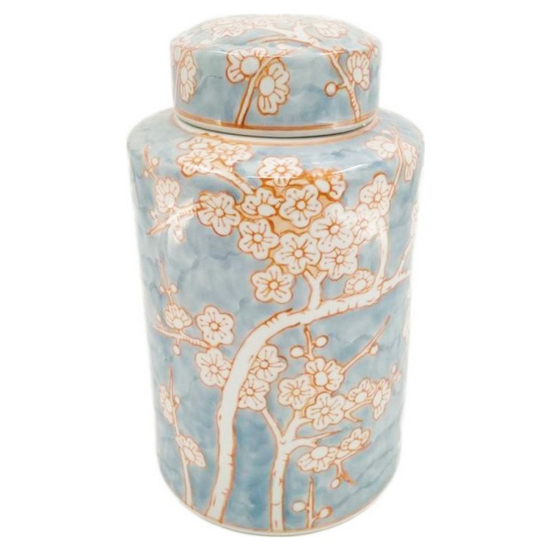 Vase DKD Home Decor Porcelaine Bleu Orange Oriental (18 x 18 x 30 cm) - Article for the home at wholesale prices