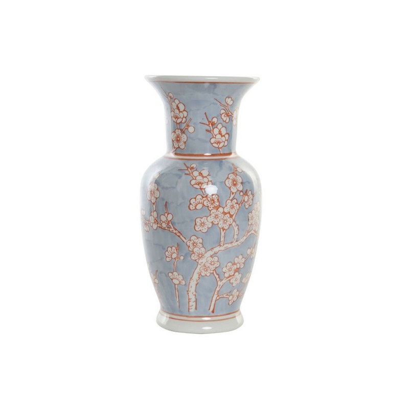 Vase DKD Home Decor Porcelaine Bleu Orange Oriental (24 x 24 x 46 cm) - Article for the home at wholesale prices