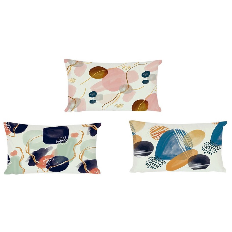 Cushion DKD Home Decor S3021753 Abstract Blue Pink Polyester Cotton Linen Aluminium White Multicolor (3) (50 x 30 x 12 cm) (3 Un - Article for the home at wholesale prices