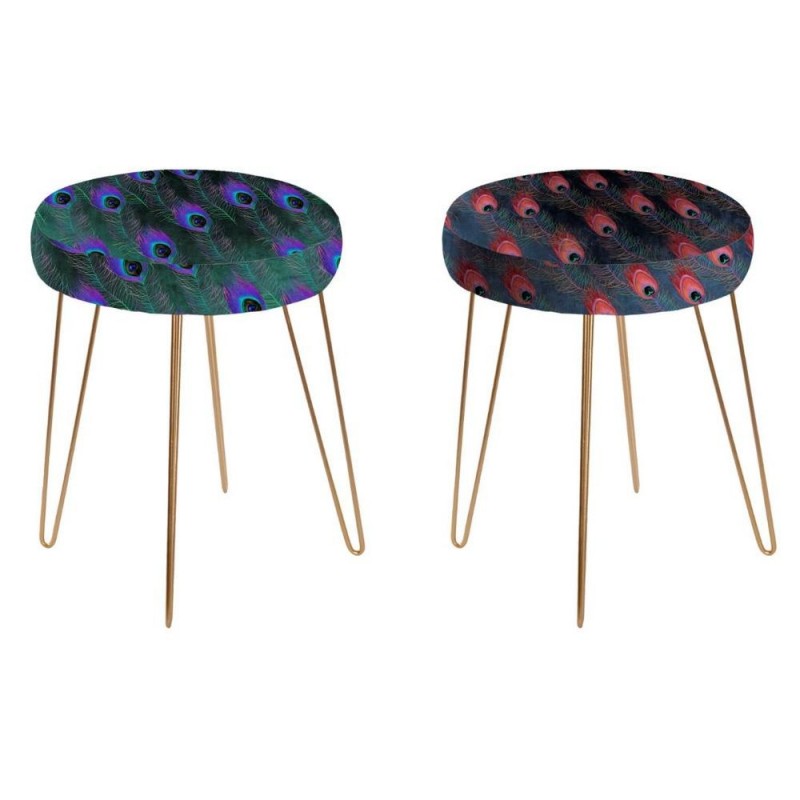 Footrest DKD Home Decor Métal Polyester (2 pcs) (35 x 35 x 43 cm) - Article for the home at wholesale prices