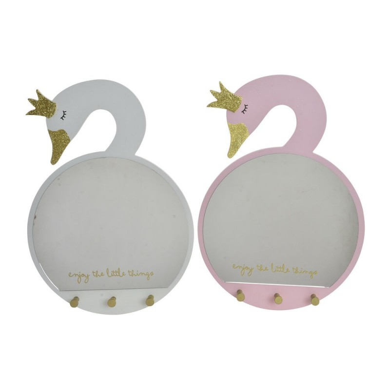 Miroir mural DKD Home Decor Bois Blanc Rose clair (43 x 4 x 30 cm) (2 pcs) - Article pour la maison à prix de gros