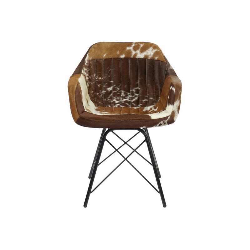 Chaise de Salle à Manger DKD Home Decor Marron Cuir Métal (61 x 53 x 81.5 cm) - Article pour la maison à prix grossiste