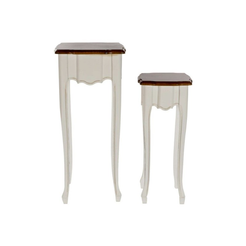 Set of 2 tables DKD Home Decor White Brown (2 pcs) (35 x 35 x 80 cm) - Article for the home at wholesale prices