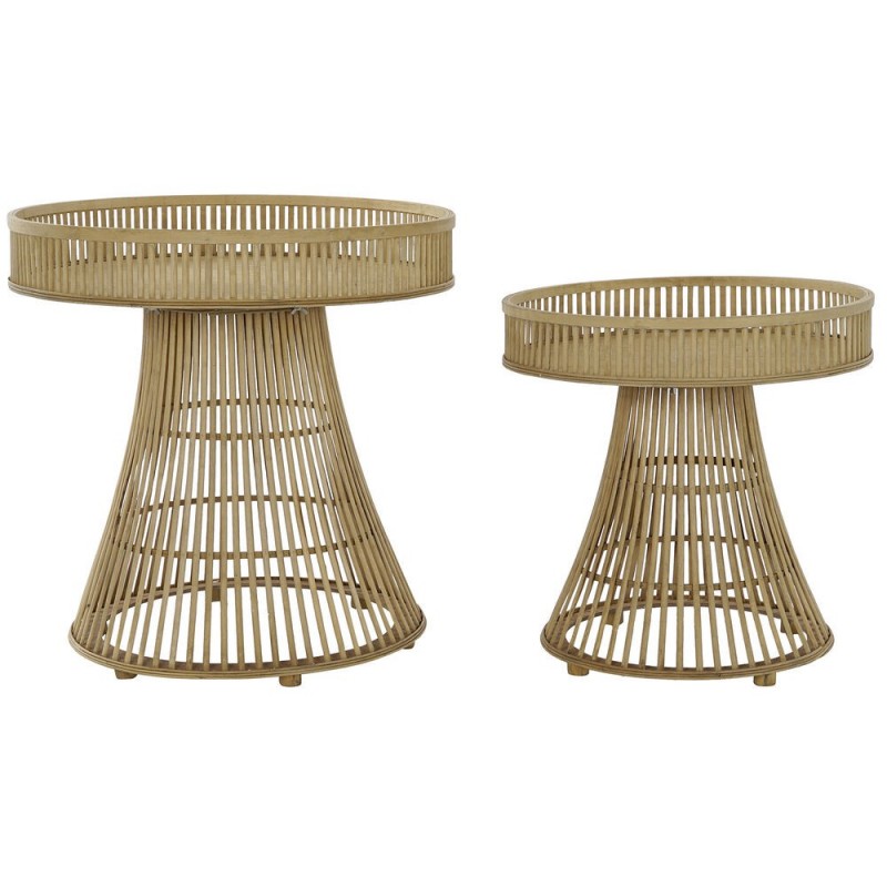Side table DKD Home Decor Bamboo wicker (61.5 x 61.5 x 61 cm) (2 pcs) (50 x 50 x 51 cm) - Article for the home at wholesale prices