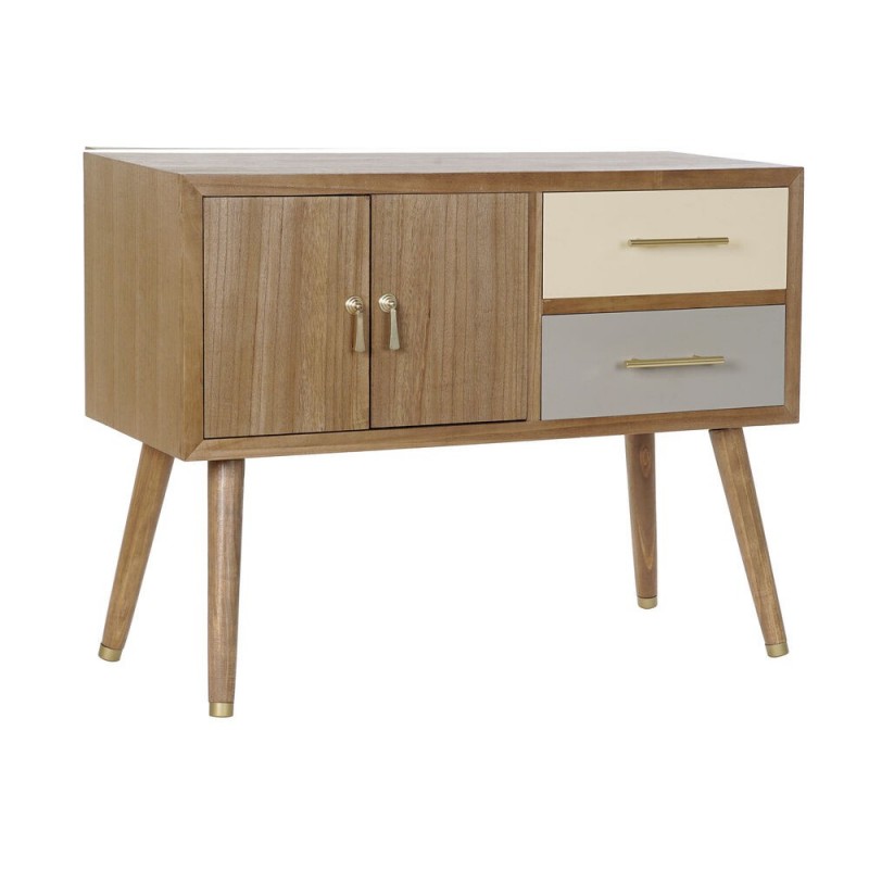 Meubles de télévision DKD Home Decor Gris Crème Métal Bois de paulownia (90 x 34 x 66.5 cm) à prix grossiste - Article pour la maison à prix de gros