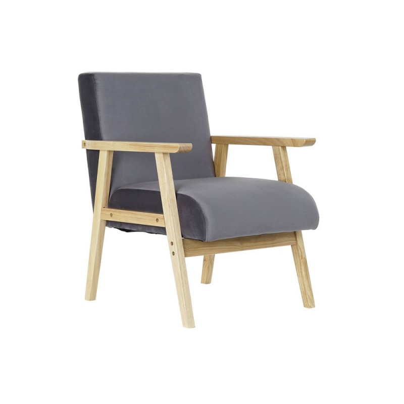 Armchair DKD Home Decor Grey Polyester Wood MDF (62 x 70 x 76 cm) - Article for the home at wholesale prices