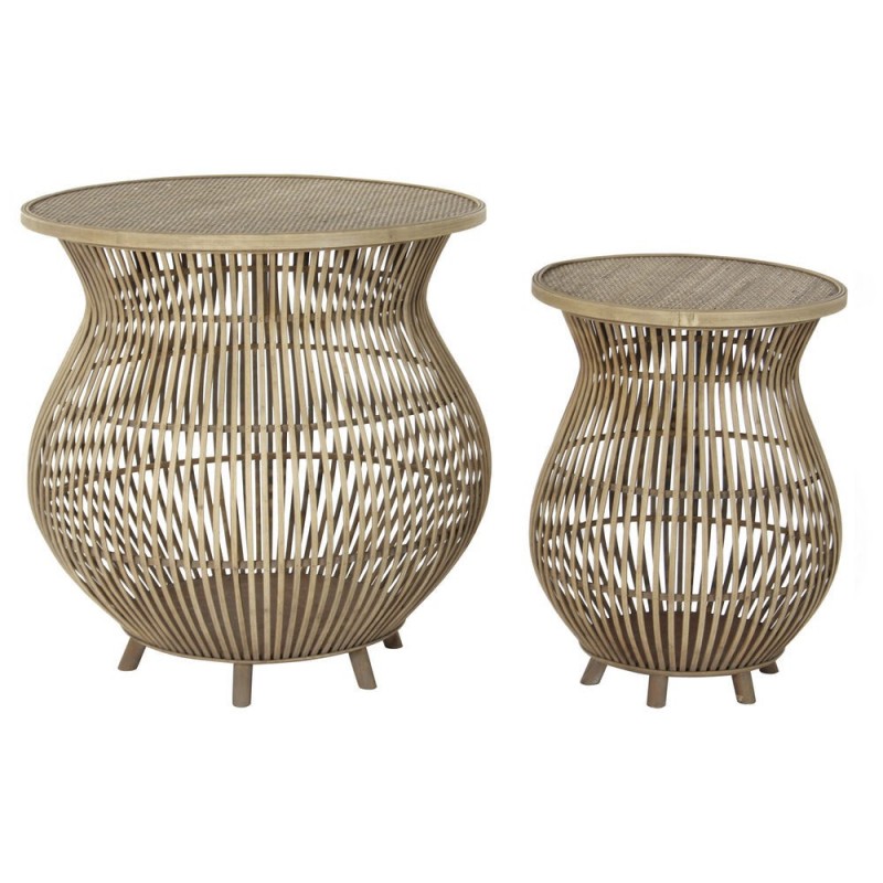 Side table DKD Home Decor Wicker (2 pcs) (61 x 61 x 62 cm) (41 x 41 x 53 cm) - Article for the home at wholesale prices