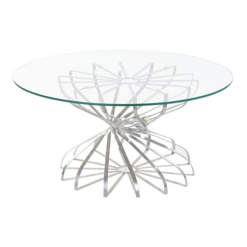 Dining Table DKD Home Decor Argenté Verre Fer (81 x 81 x 38 cm) - Article for the home at wholesale prices
